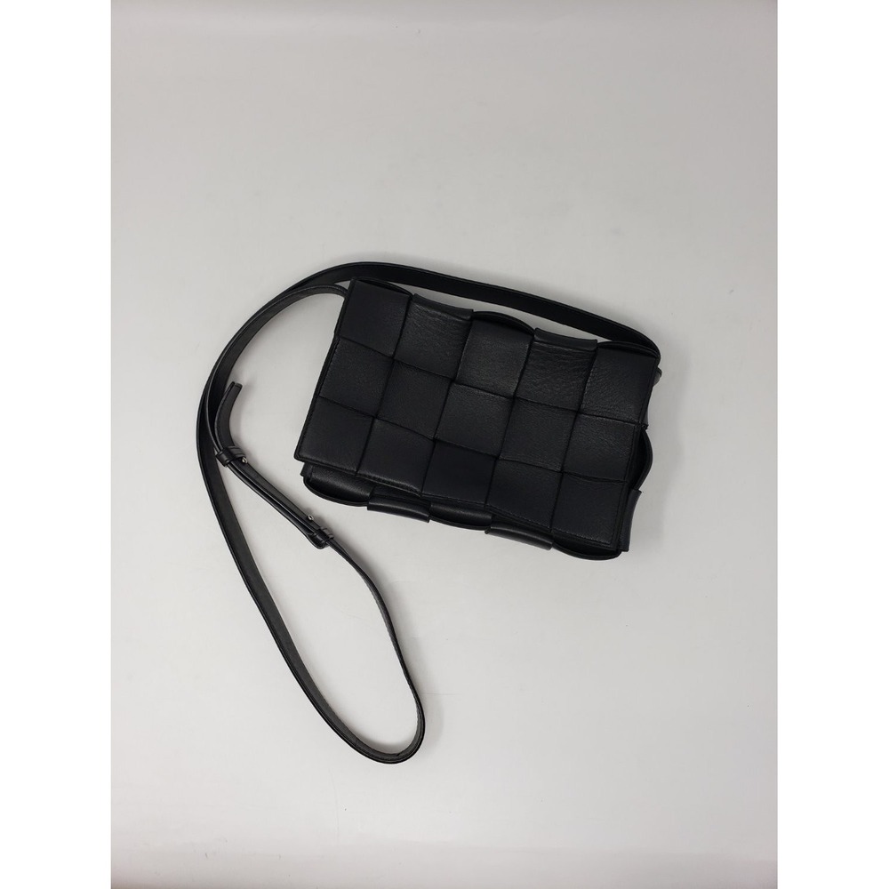Bottega Veneta Woven Shoulder Bag Black Womens